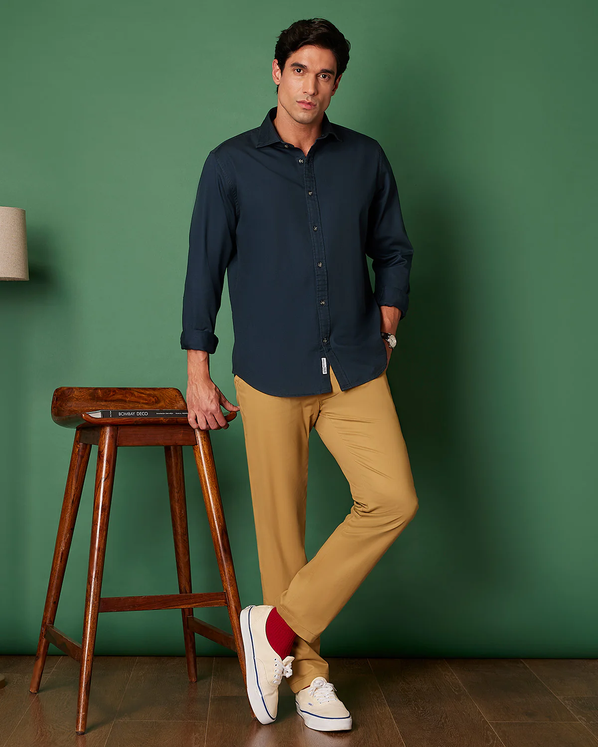 Mid Blue Distressed Cotton Twill Shirt - Image 9