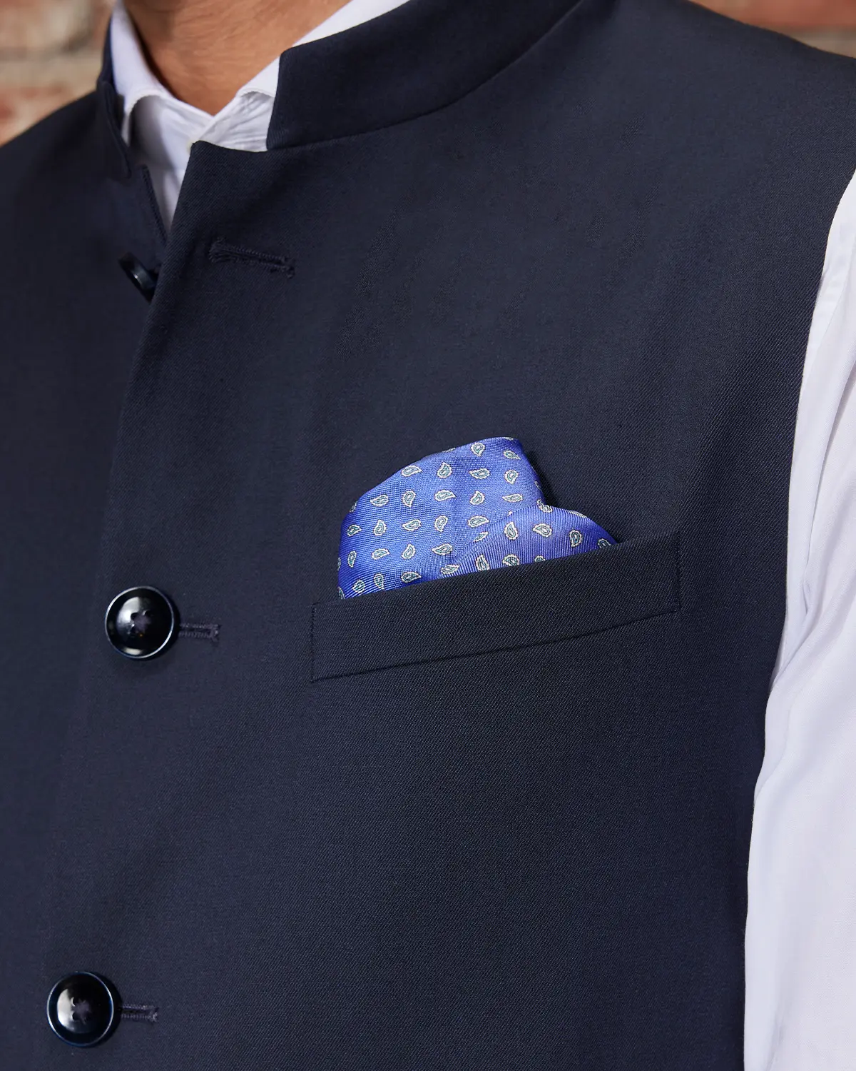 The Astoria Stretch Nehru Jacket - Navy - Image 3
