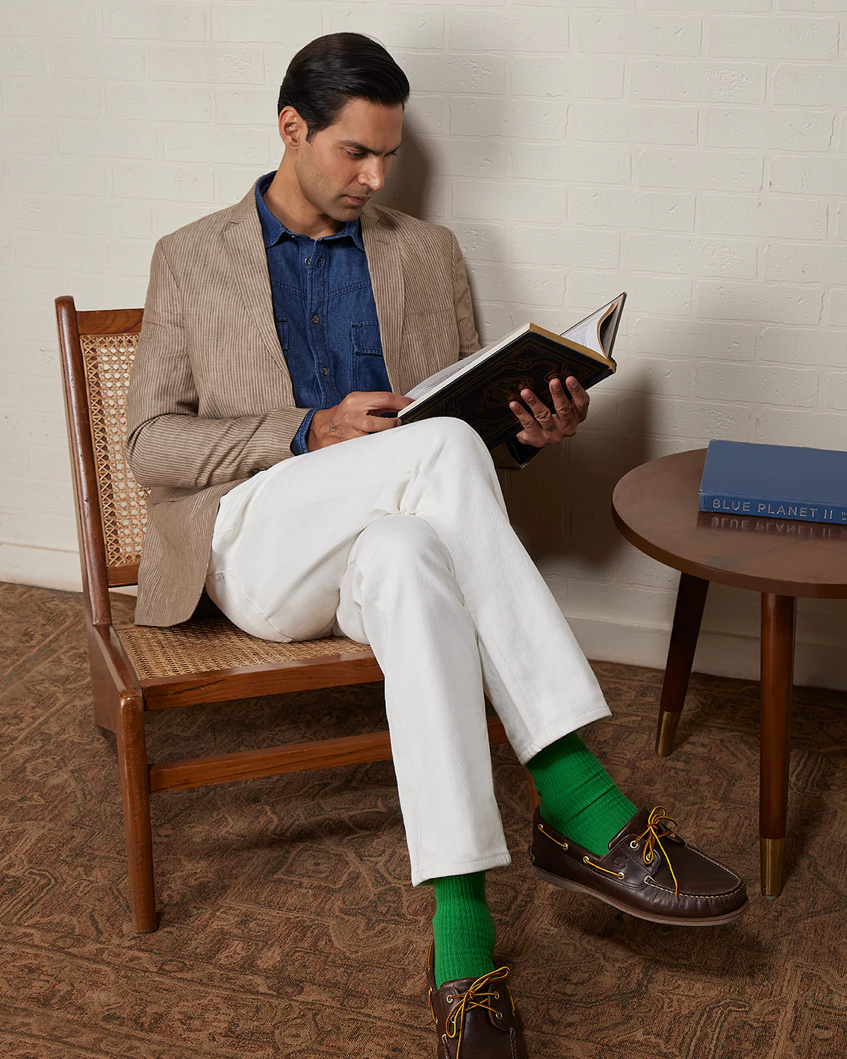 The Bromley Striped Linen Blazer - Khaki - Image 4
