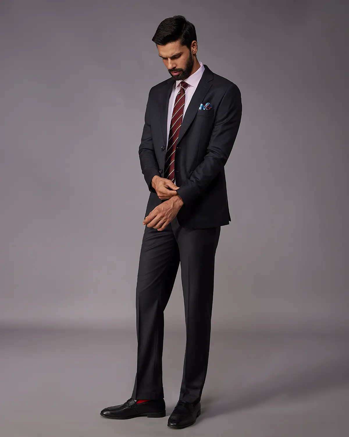 The Exquisite Blended Wool Suit - Dark Grey