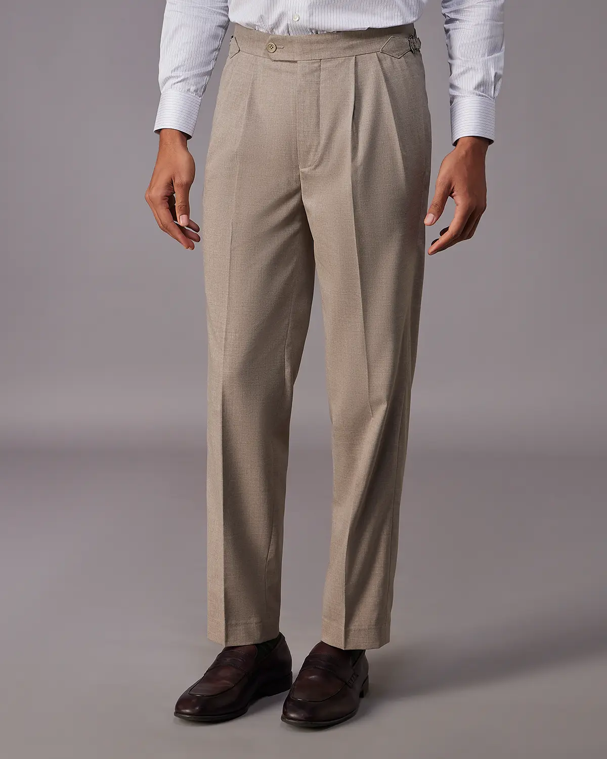 The Kensington Melange Relaxed Neapolitan Dress Pants – Khaki