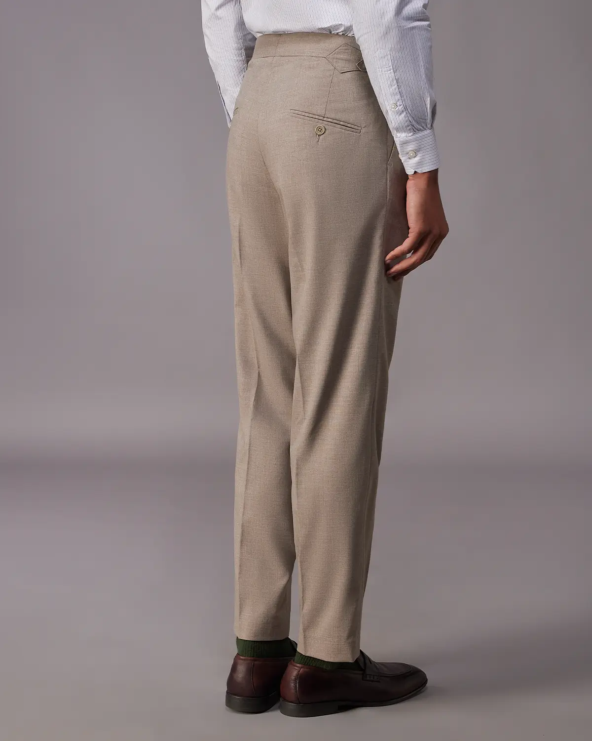 The Kensington Melange Relaxed Neapolitan Dress Pants – Khaki - Image 2