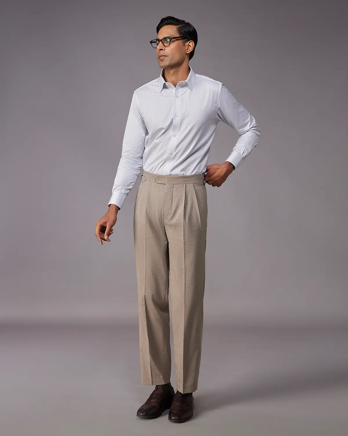 The Kensington Melange Relaxed Neapolitan Dress Pants – Khaki - Image 3