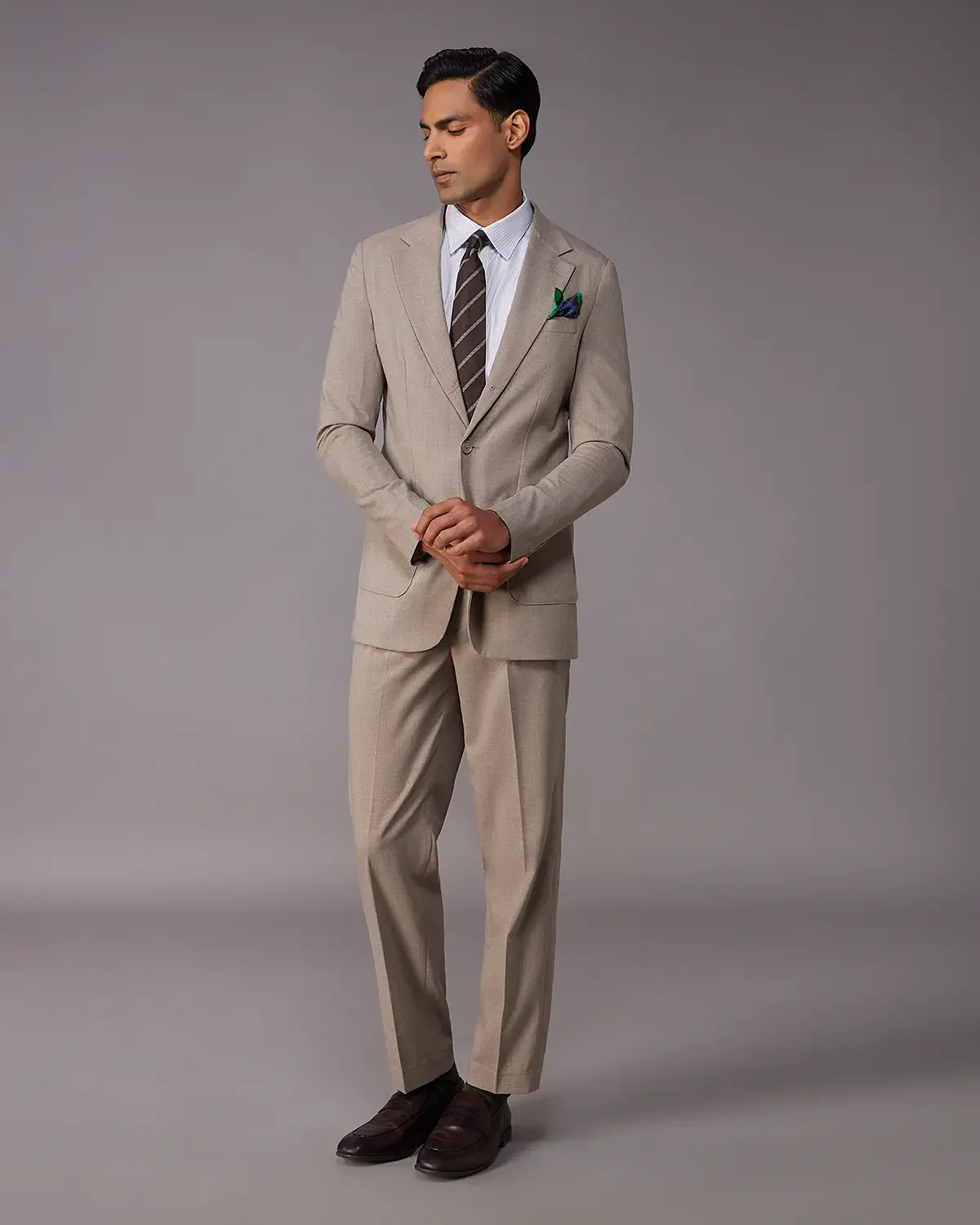 The Kensington Melange Suit Blazer – Khaki - Image 3