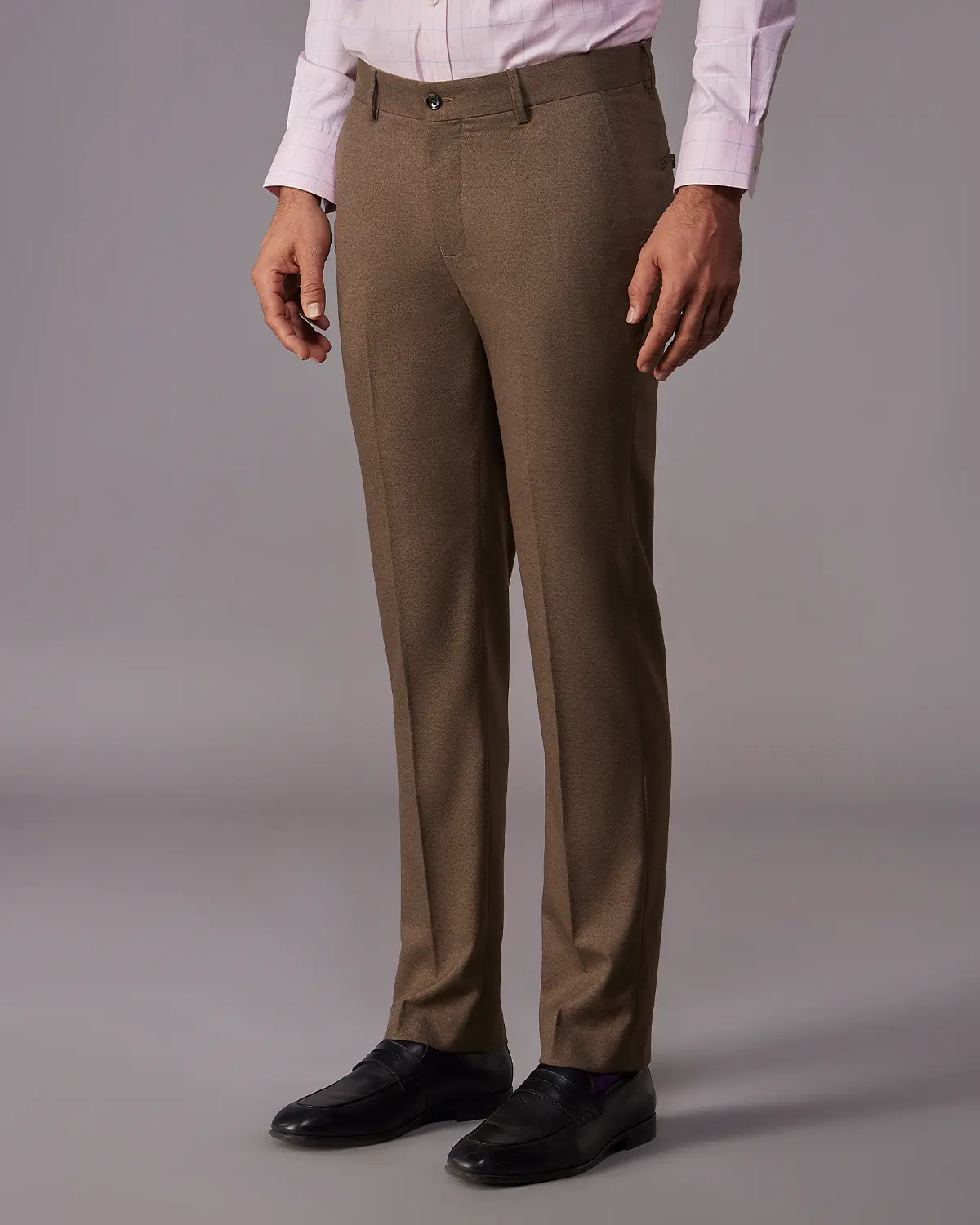 The Marquis Structured Twill Dress Pants - Brown