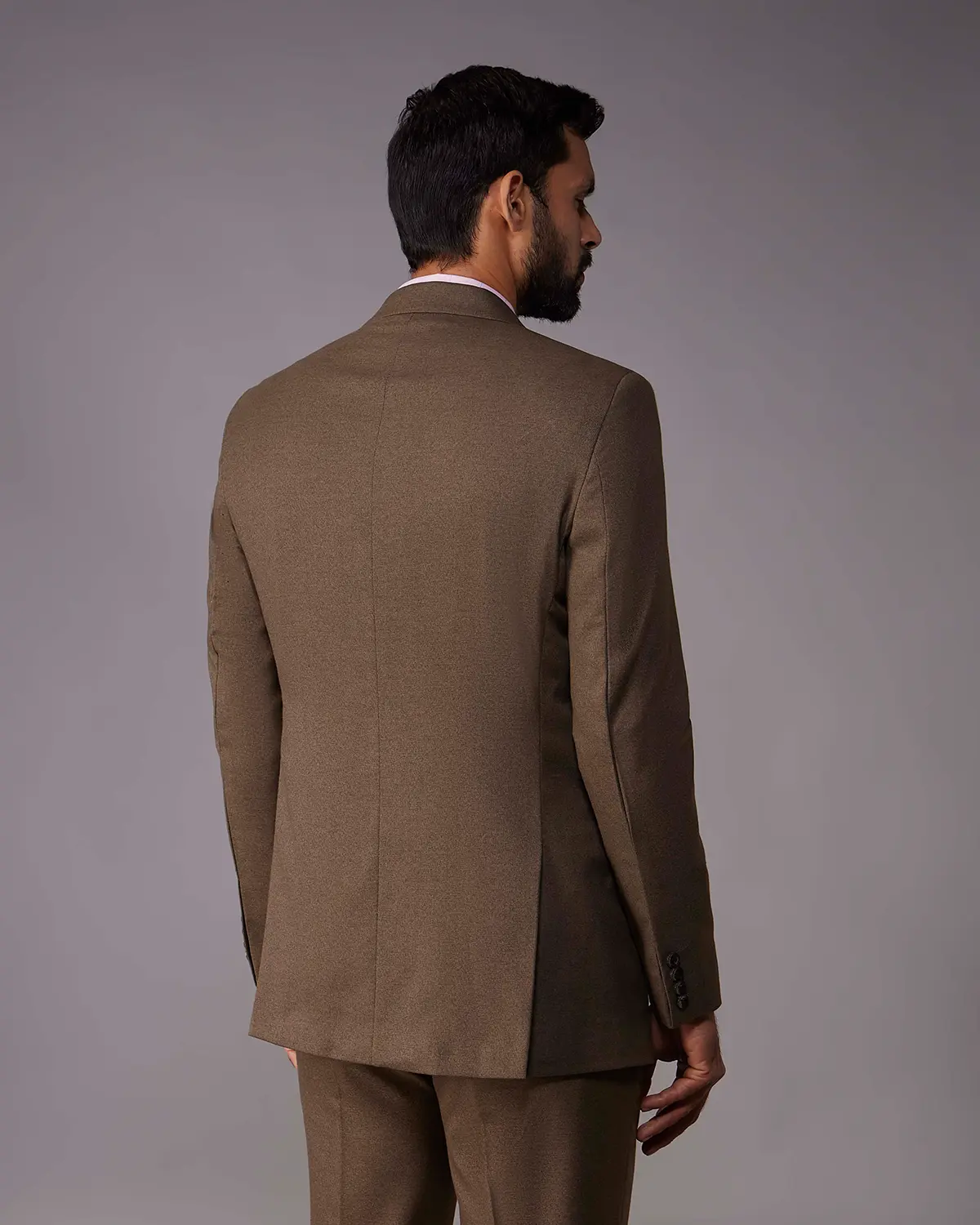 The Marquis Structured Twill Suit Blazer - Brown - Image 2