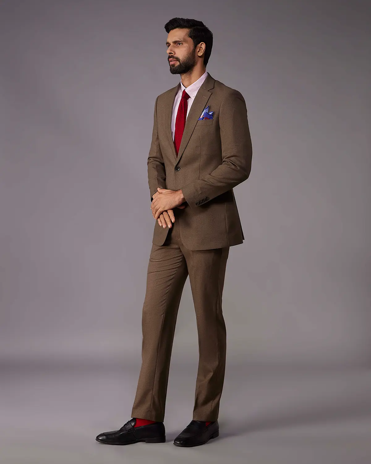 The Marquis Structured Twill Suit Blazer - Brown - Image 3