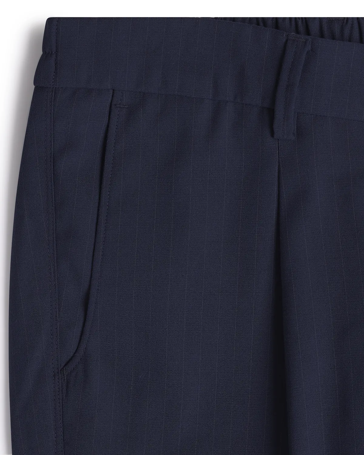 The Sorrento Striped Pleated Relaxed Trousers - Navy - Image 4
