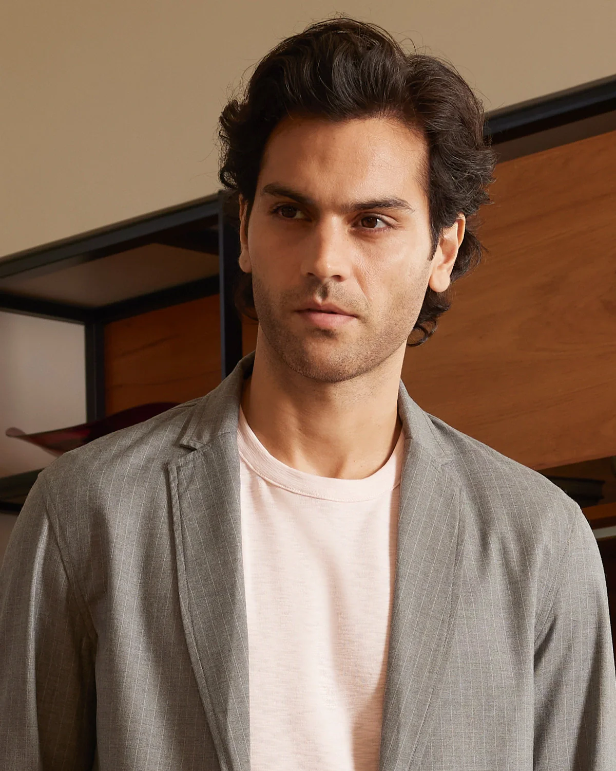 The Sorrento Striped Soft Tailored Blazer - Grey - Image 2