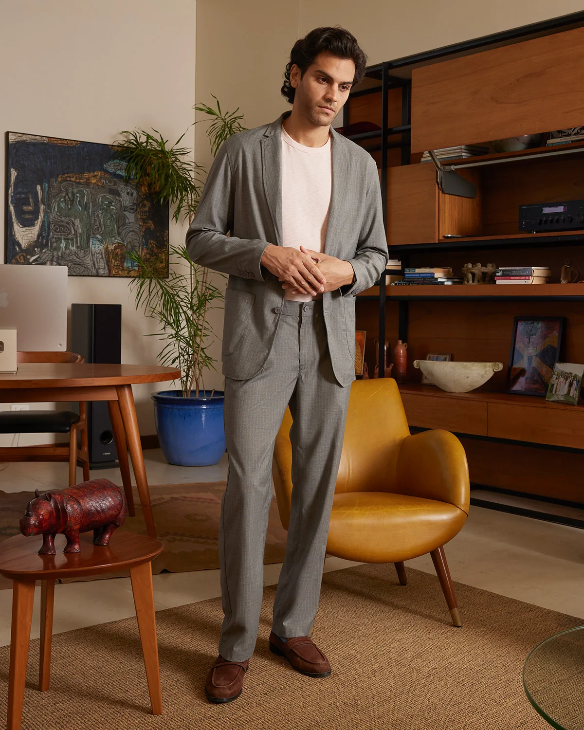 The Sorrento Striped Soft Tailored Blazer - Grey - Image 3