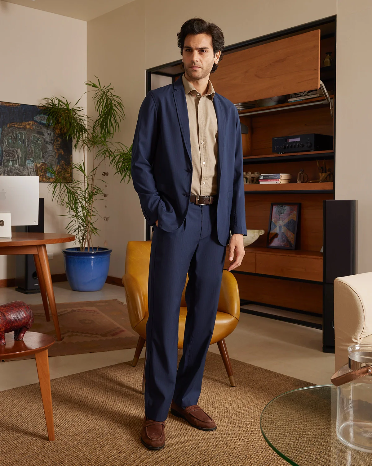 The Sorrento Striped Soft Tailored Blazer - Navy - Image 3