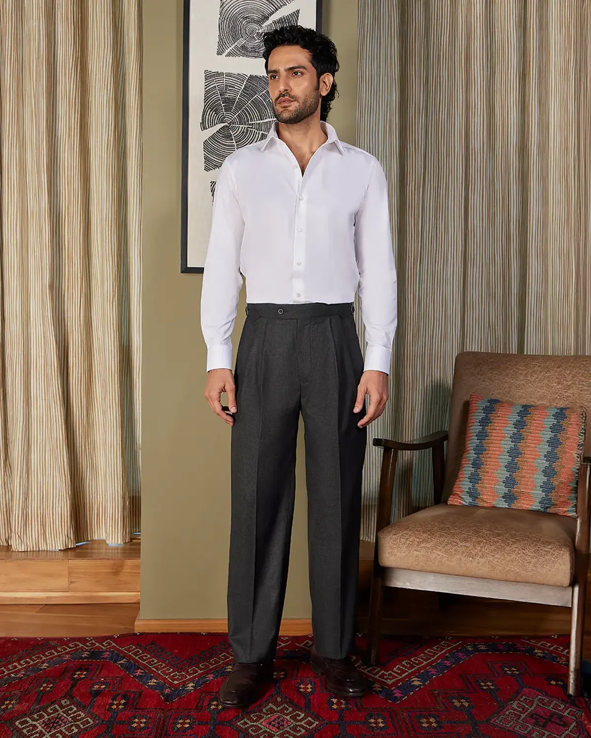 Torino Structured Relaxed Neapolitan Pants - Grey - Image 3