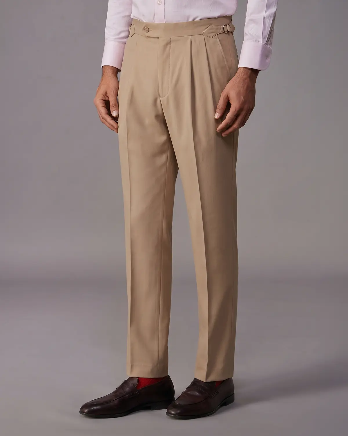 Trevano 4-Way Stretch Relaxed Neapolitan Dress Pants – Beige