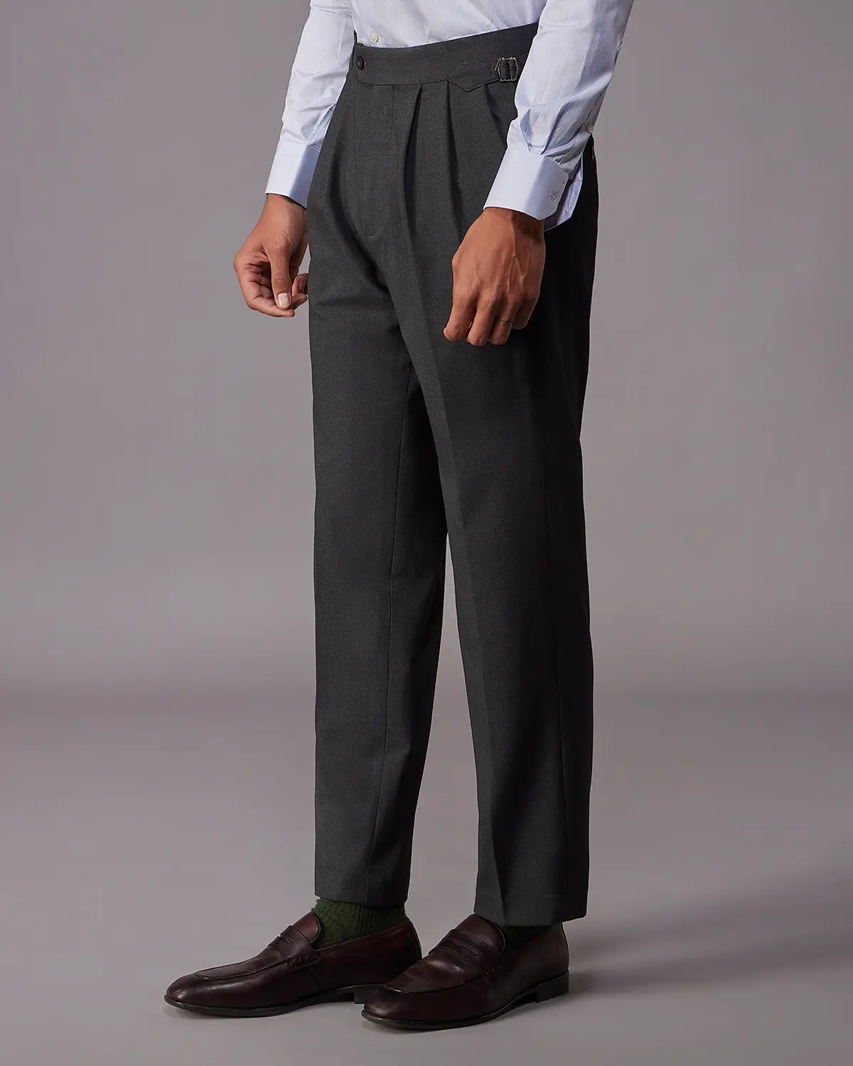 Trevano 4-Way Stretch Relaxed Neapolitan Dress Pants – Grey