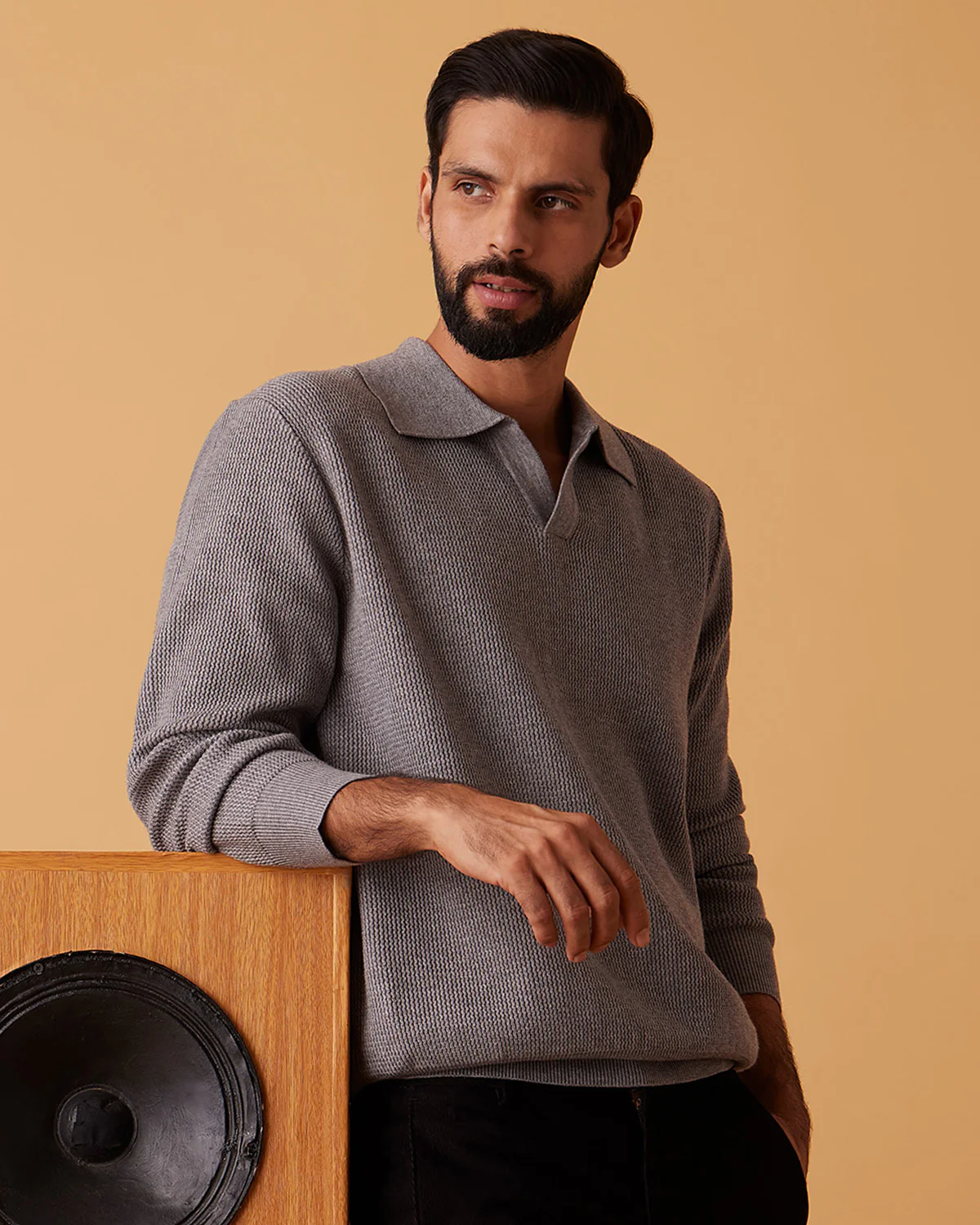 Vale Johnny Polo Sweater - Light Grey - Image 3