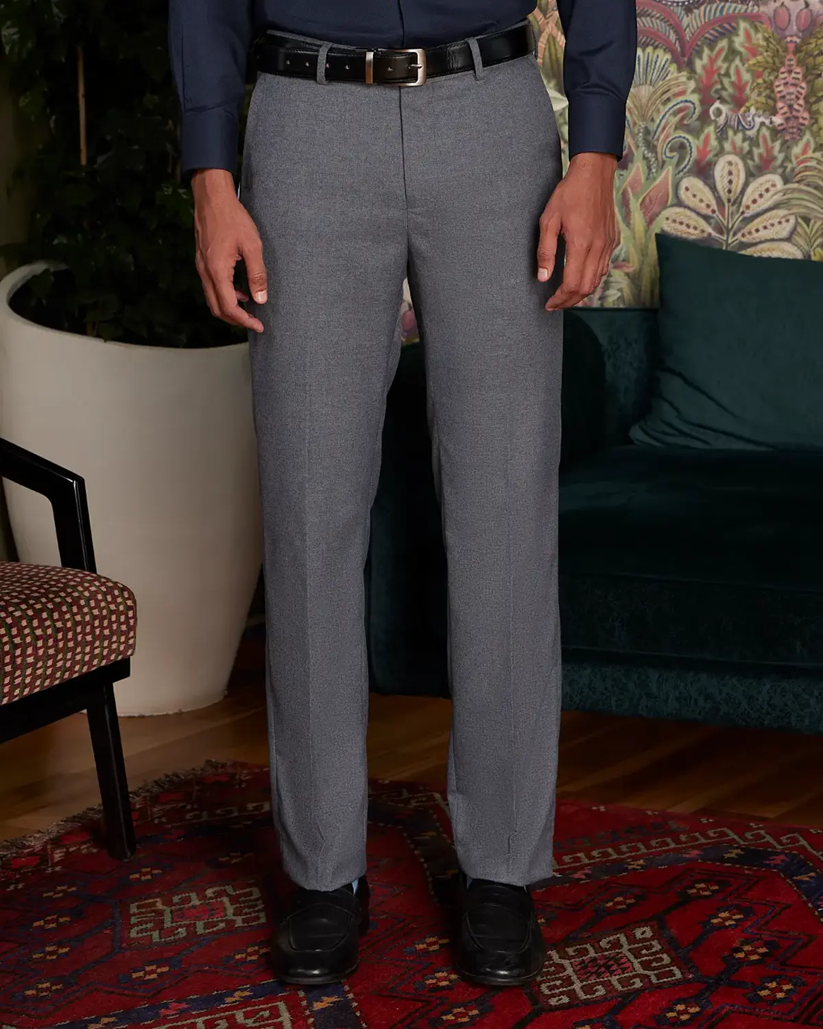 Virello Melange Stretch Dress Pants - Grey