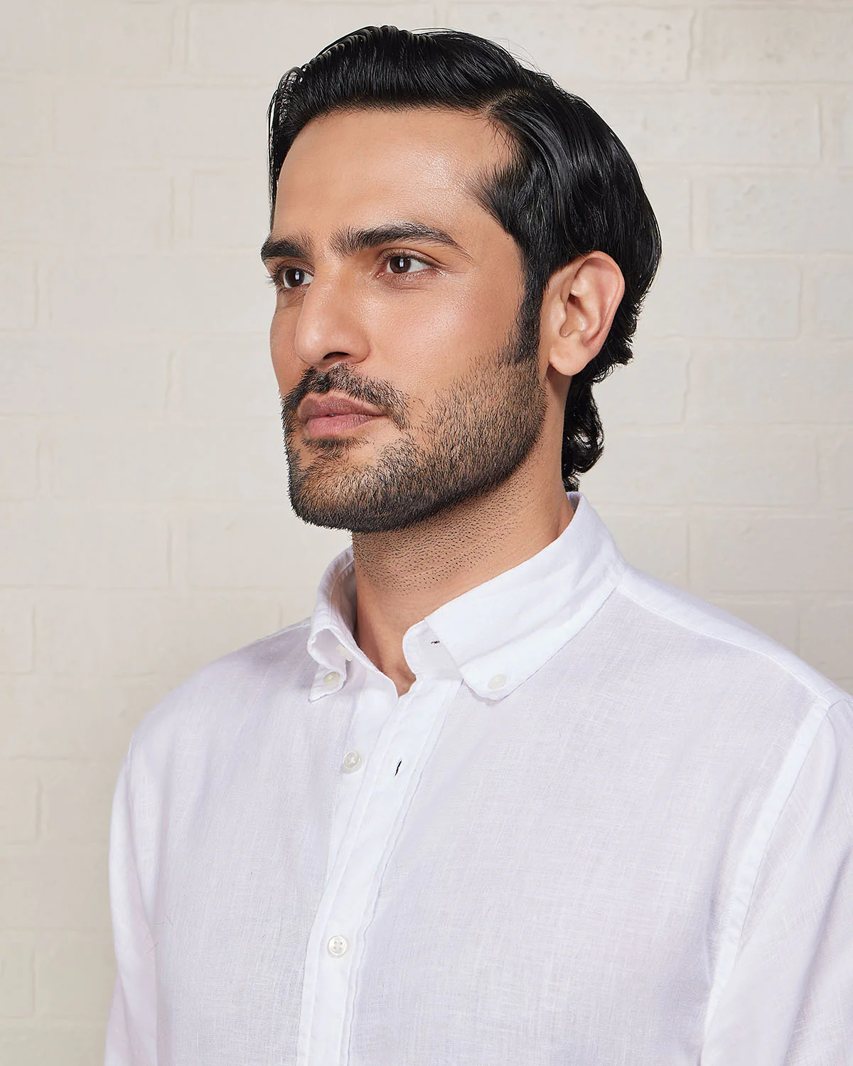 White Blended Linen Soft Washed Shirt - Image 3