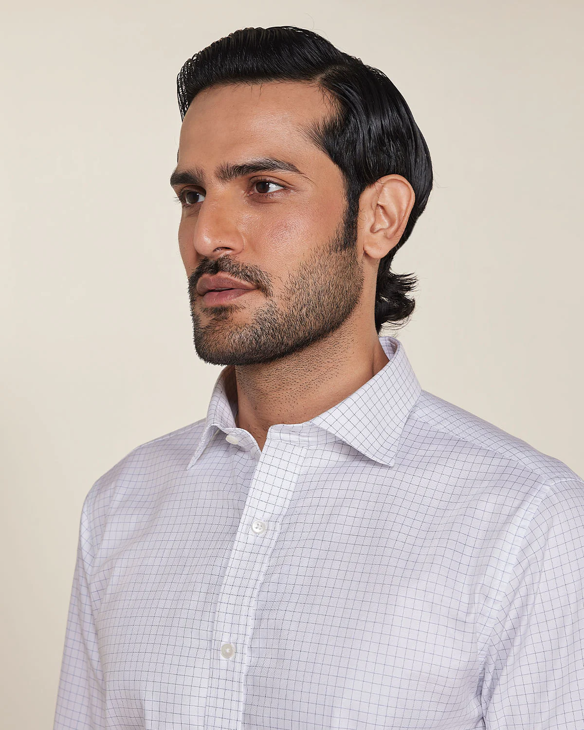 White & Blue Checked Shirt - Image 2
