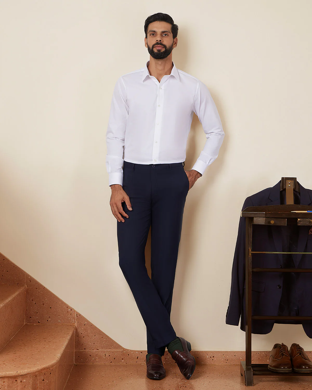 White Cotton Bold Twill Shirt - Image 3