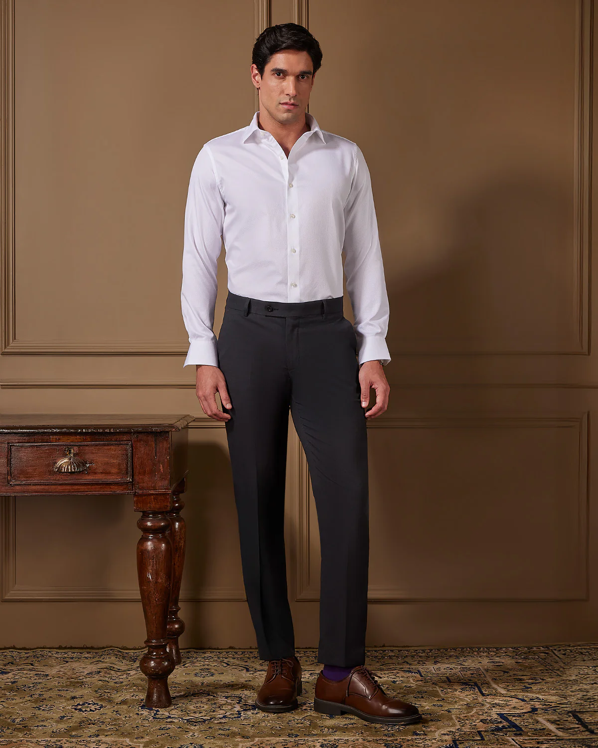 White Cotton Dobby Shirt - Image 3