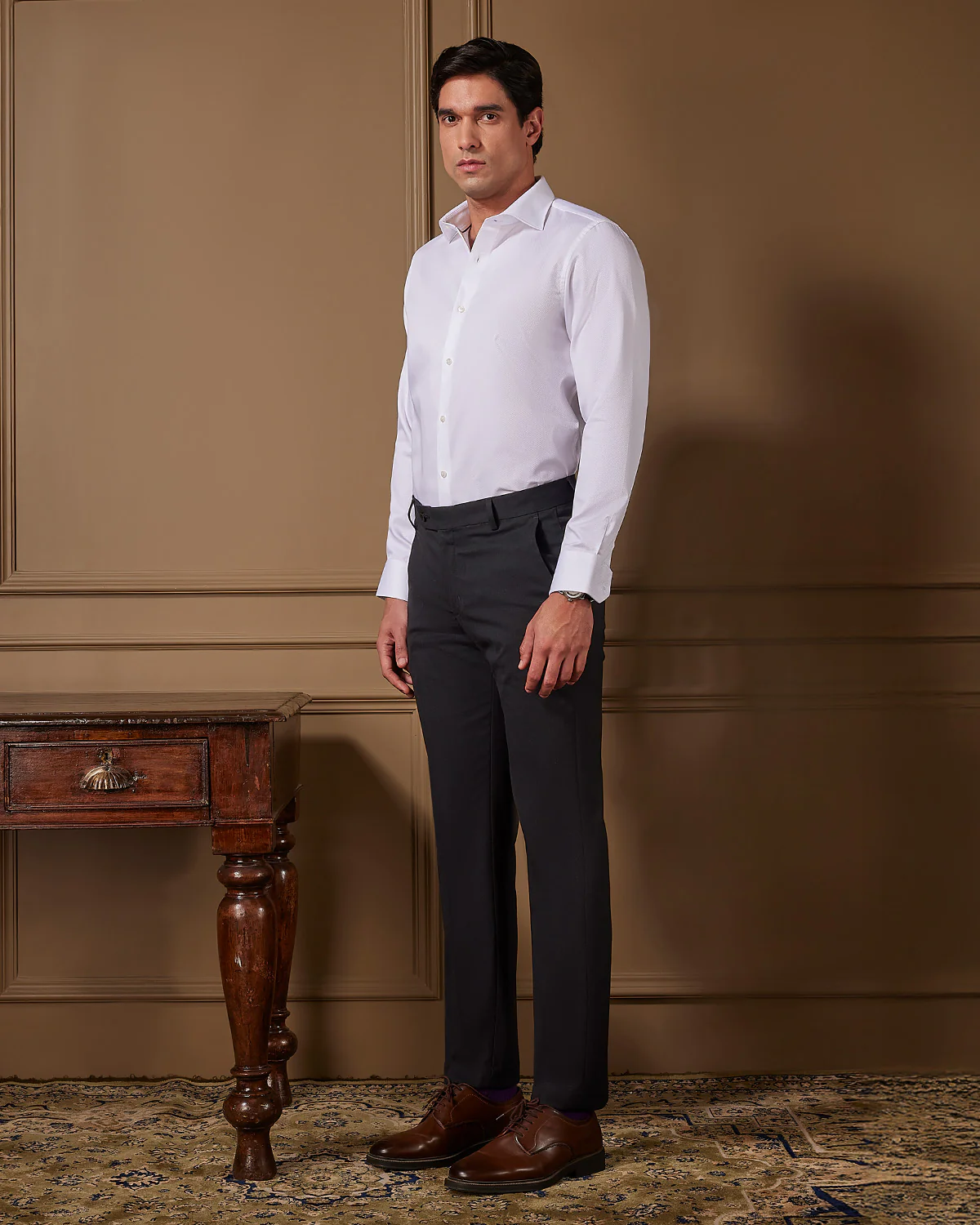 White Cotton Dobby Shirt - Image 4