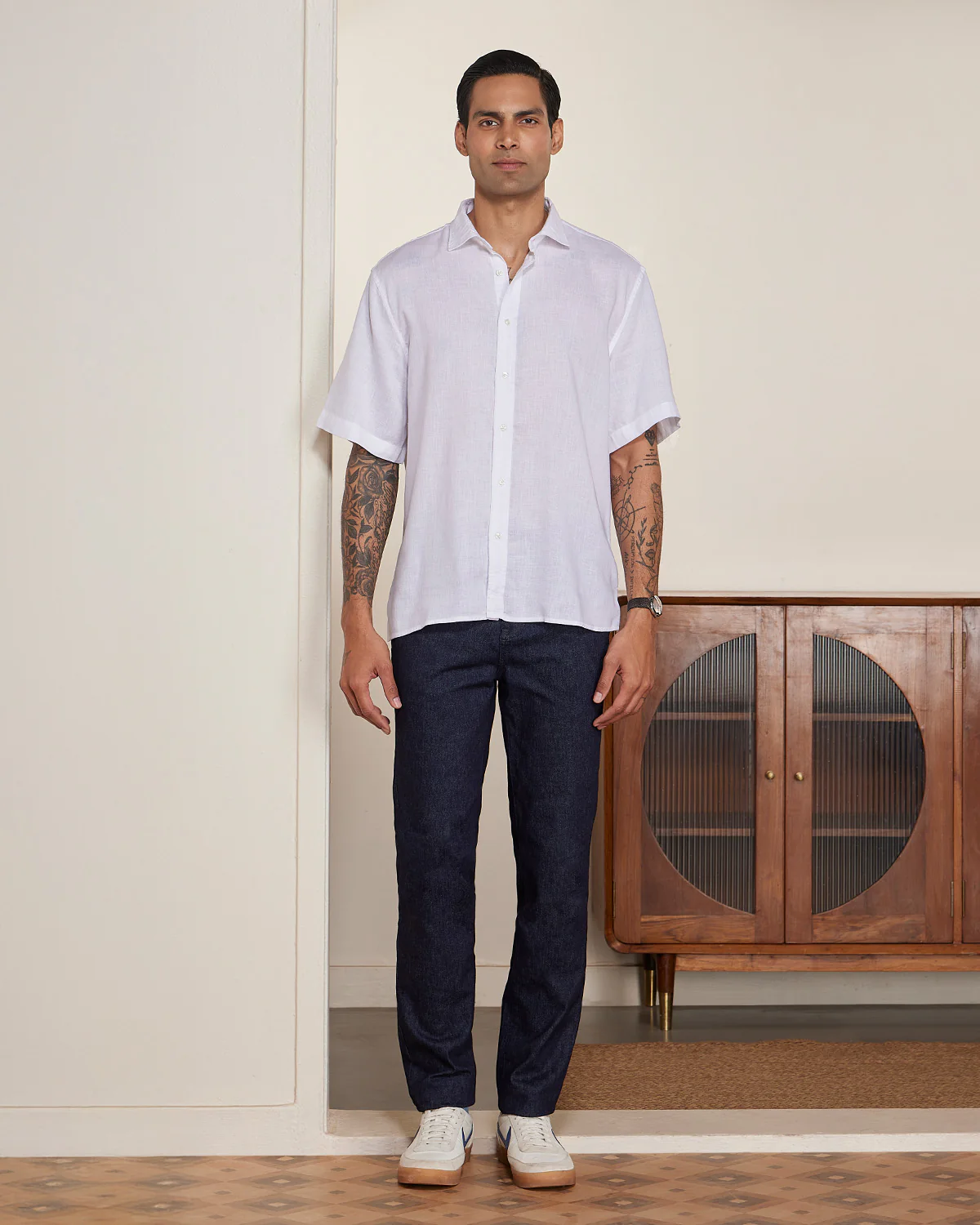 White Half-Sleeve Soft Washed Shirt - Image 3
