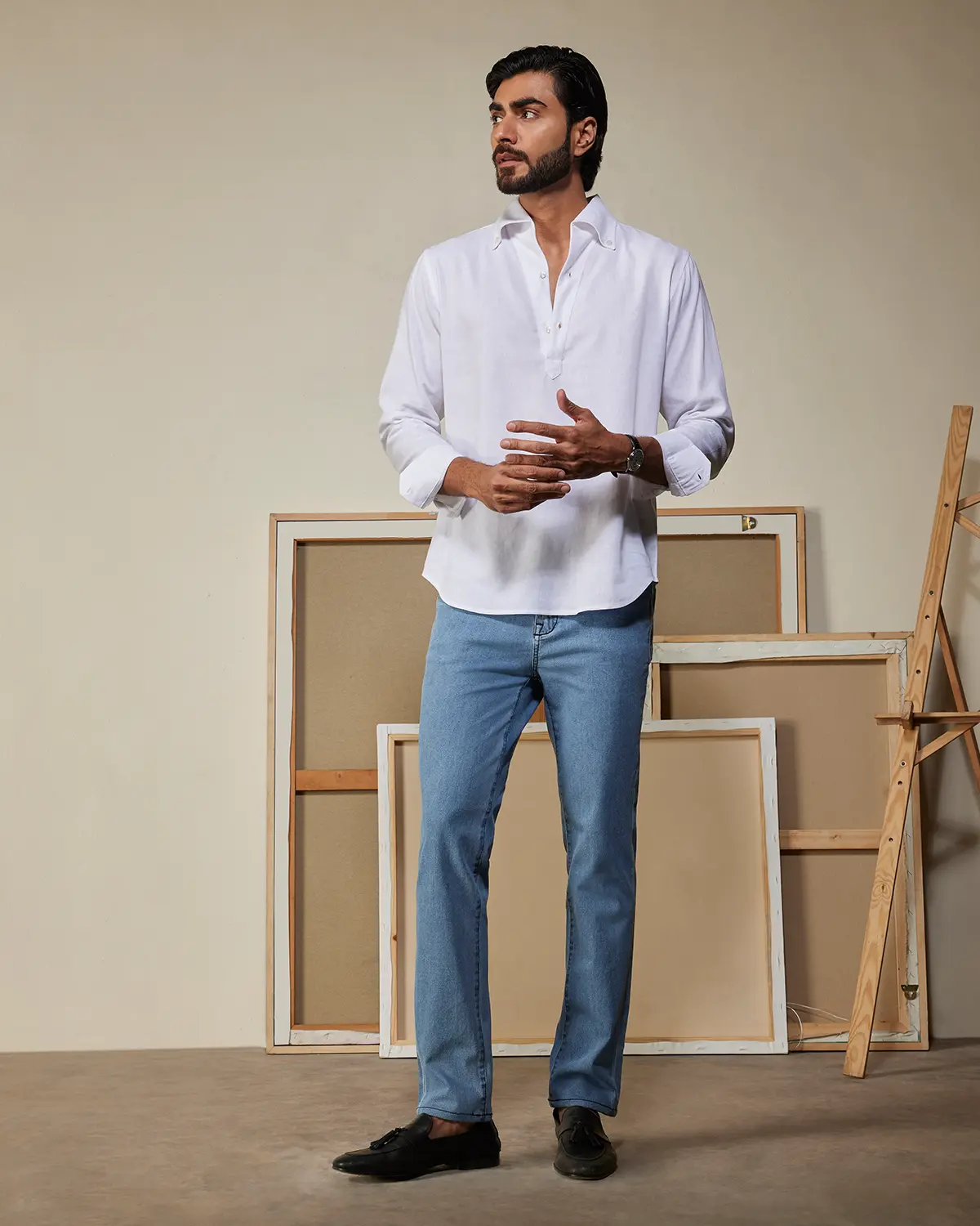 White Popover Kurta Shirt - Image 5