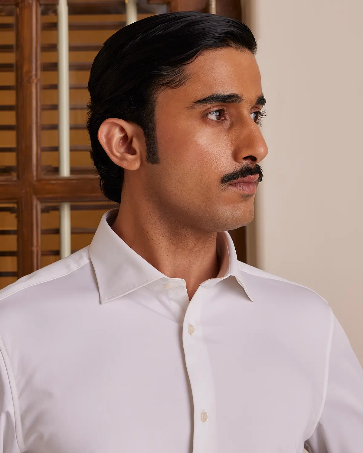 White Wrinkle-Free Bamboo Blend Satin Shirt - Image 3