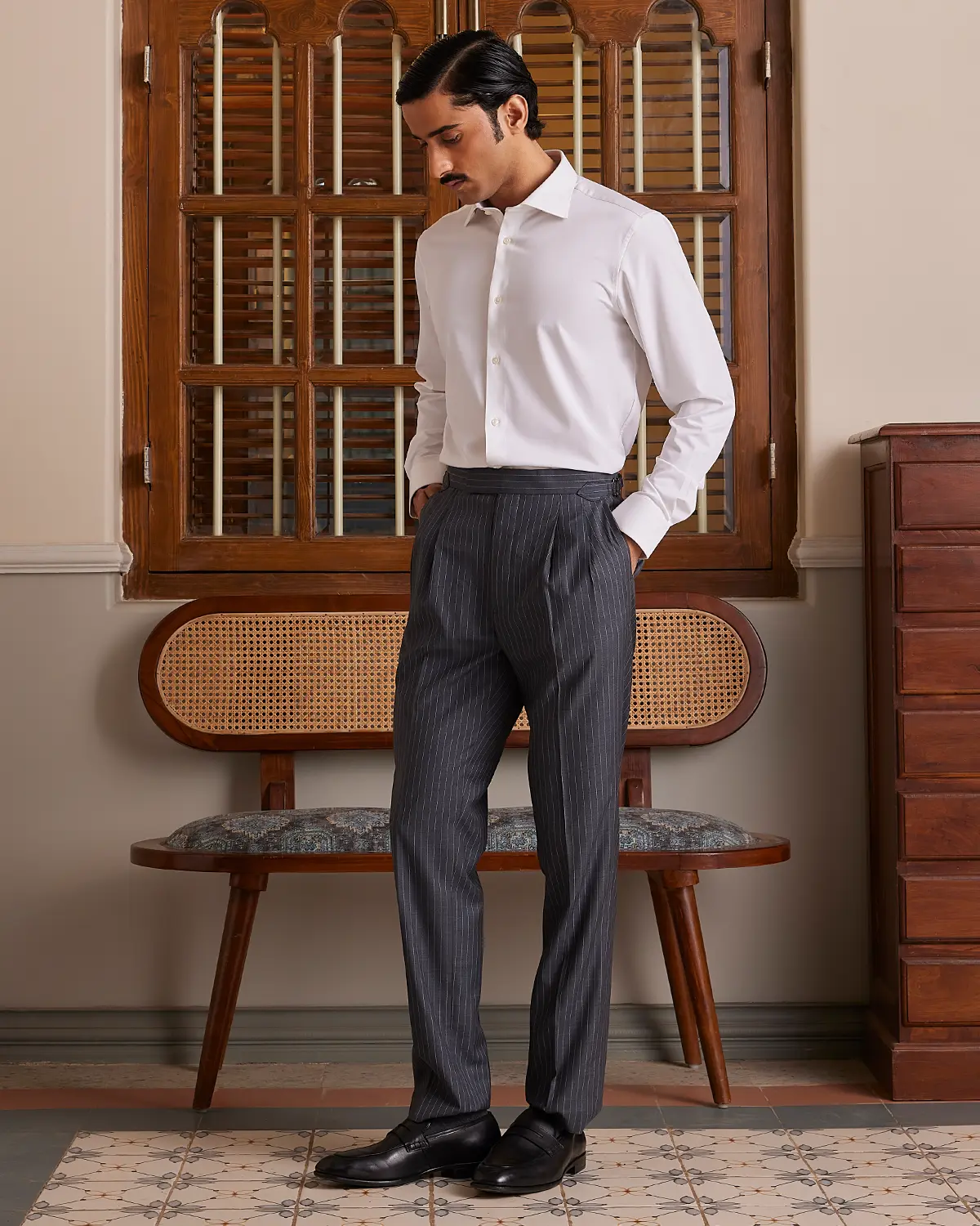 White Wrinkle-Free Bamboo Blend Satin Shirt - Image 5