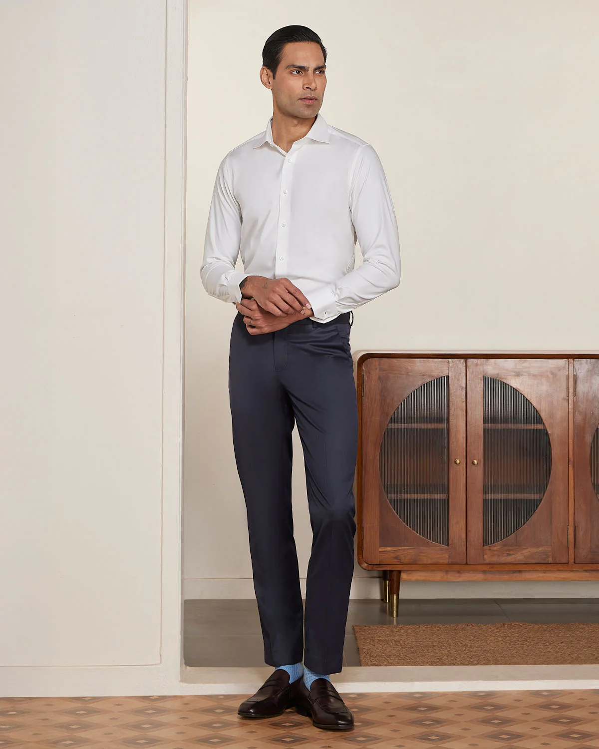 White Wrinkle-Free Stretch Twill Shirt - Image 4