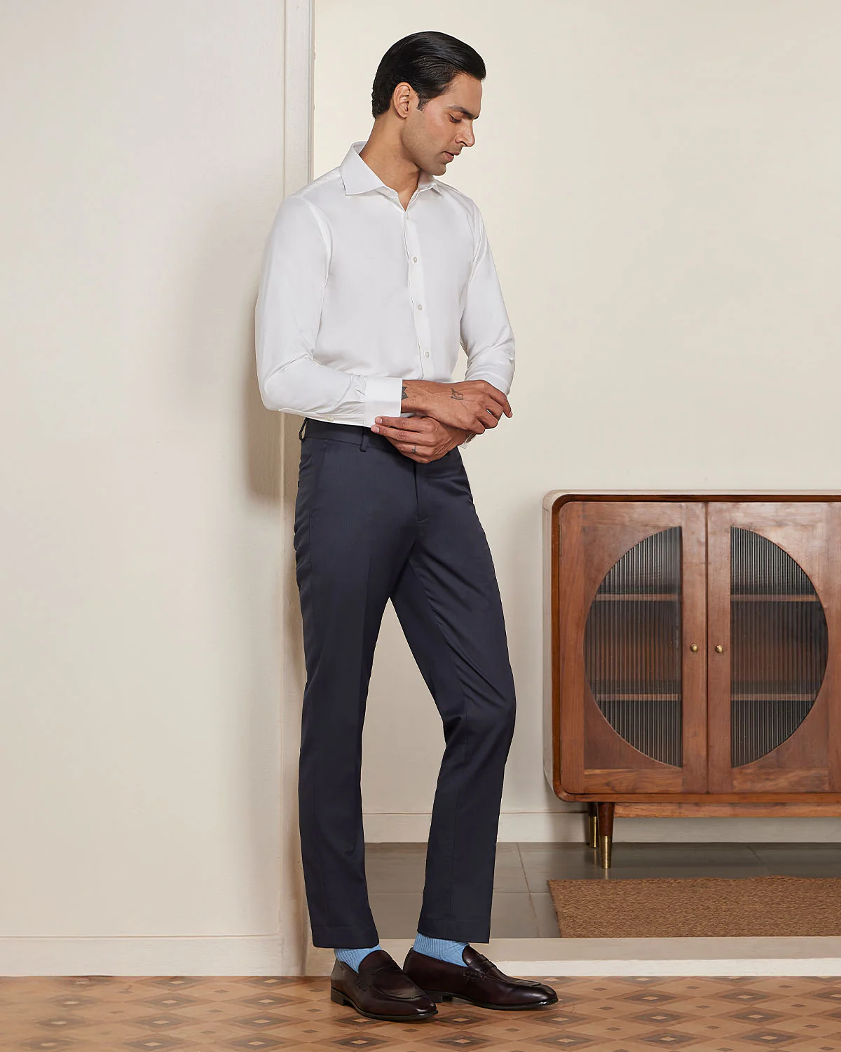 White Wrinkle-Free Stretch Twill Shirt - Image 5