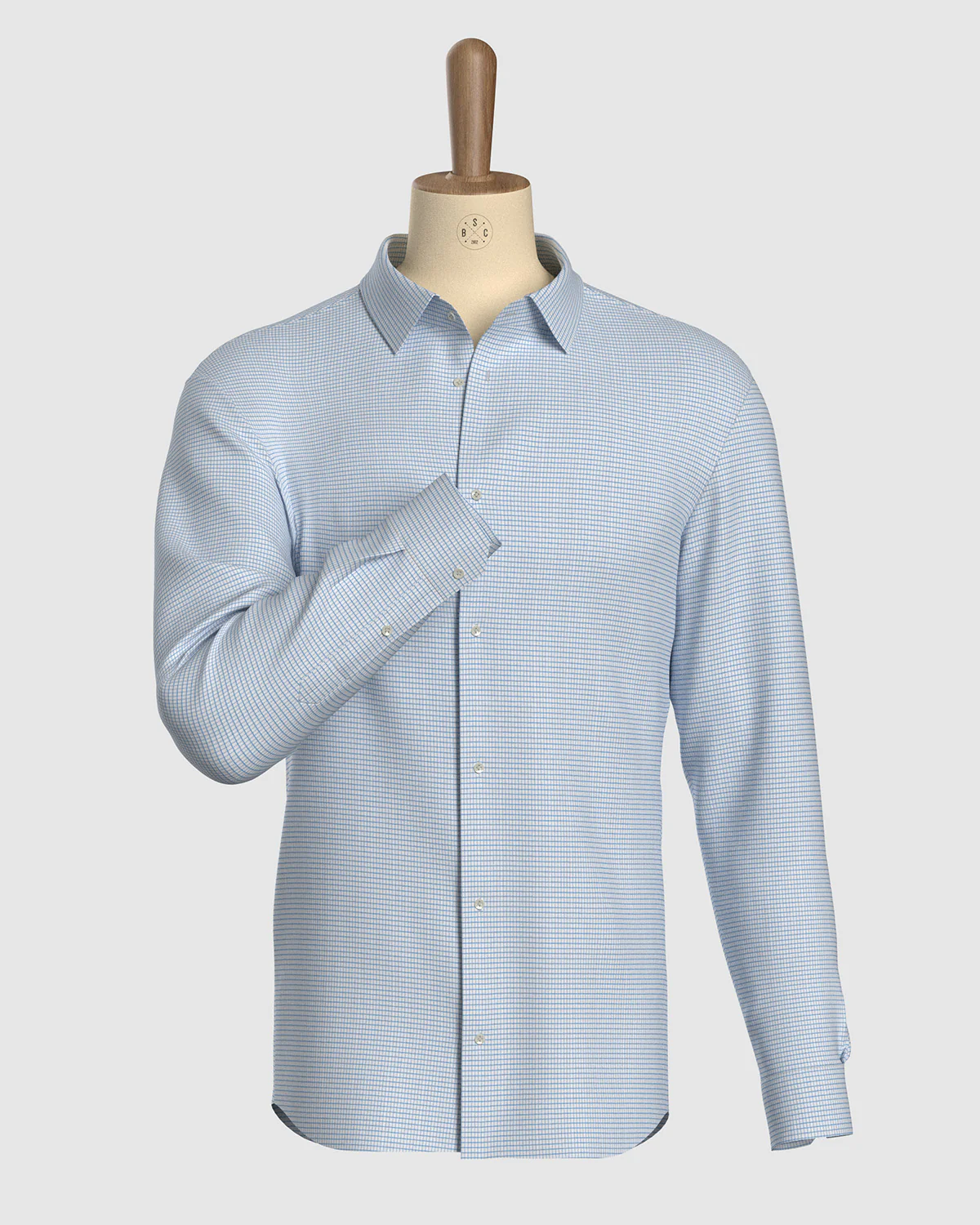 Wrinkle-Free Bamboo-Blend Stretch Checked Shirt - Blue - Image 2
