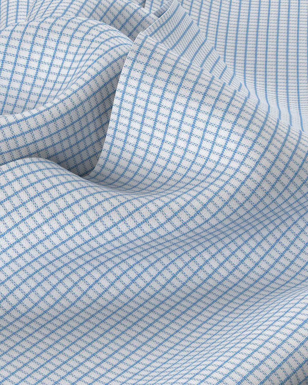 Wrinkle-Free Bamboo-Blend Stretch Checked Shirt - Blue - Image 3