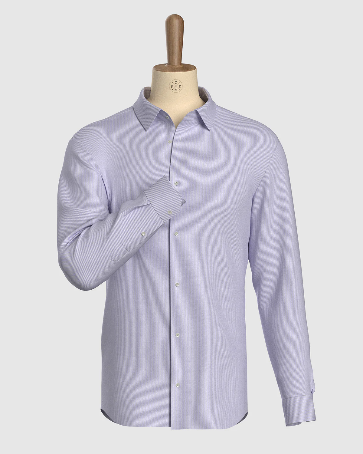 Wrinkle-Free Bamboo-Blend Stretch Pinstriped Shirt - Lavender - Image 2