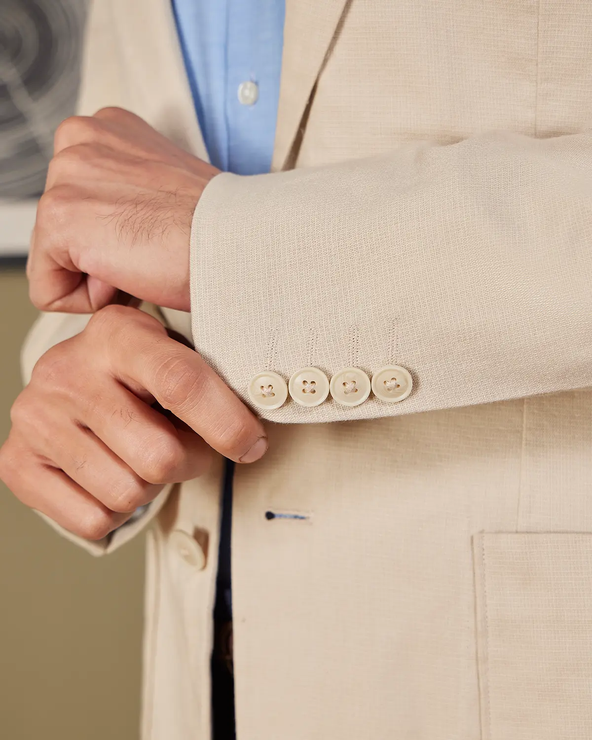 The Richmond Dobby Suit Blazer - Dark Beige - Image 4