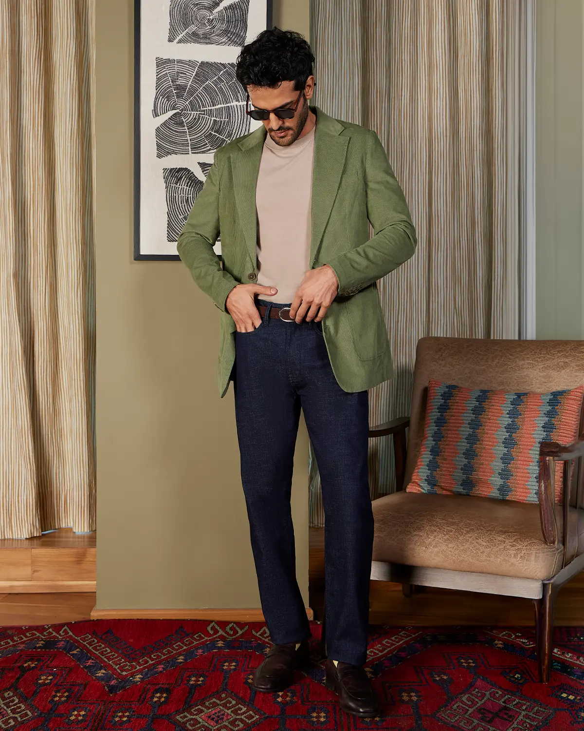The Carlisle Corduroy Suit Blazer - Green - Image 3
