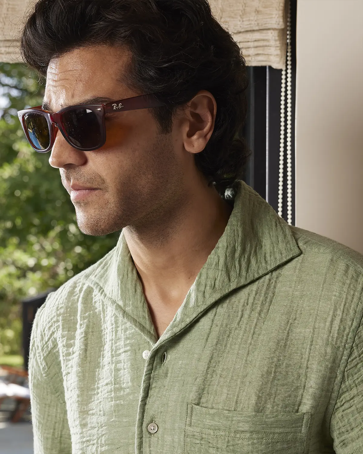Light Green Cooper Collar Double Cloth Shirt - Image 2