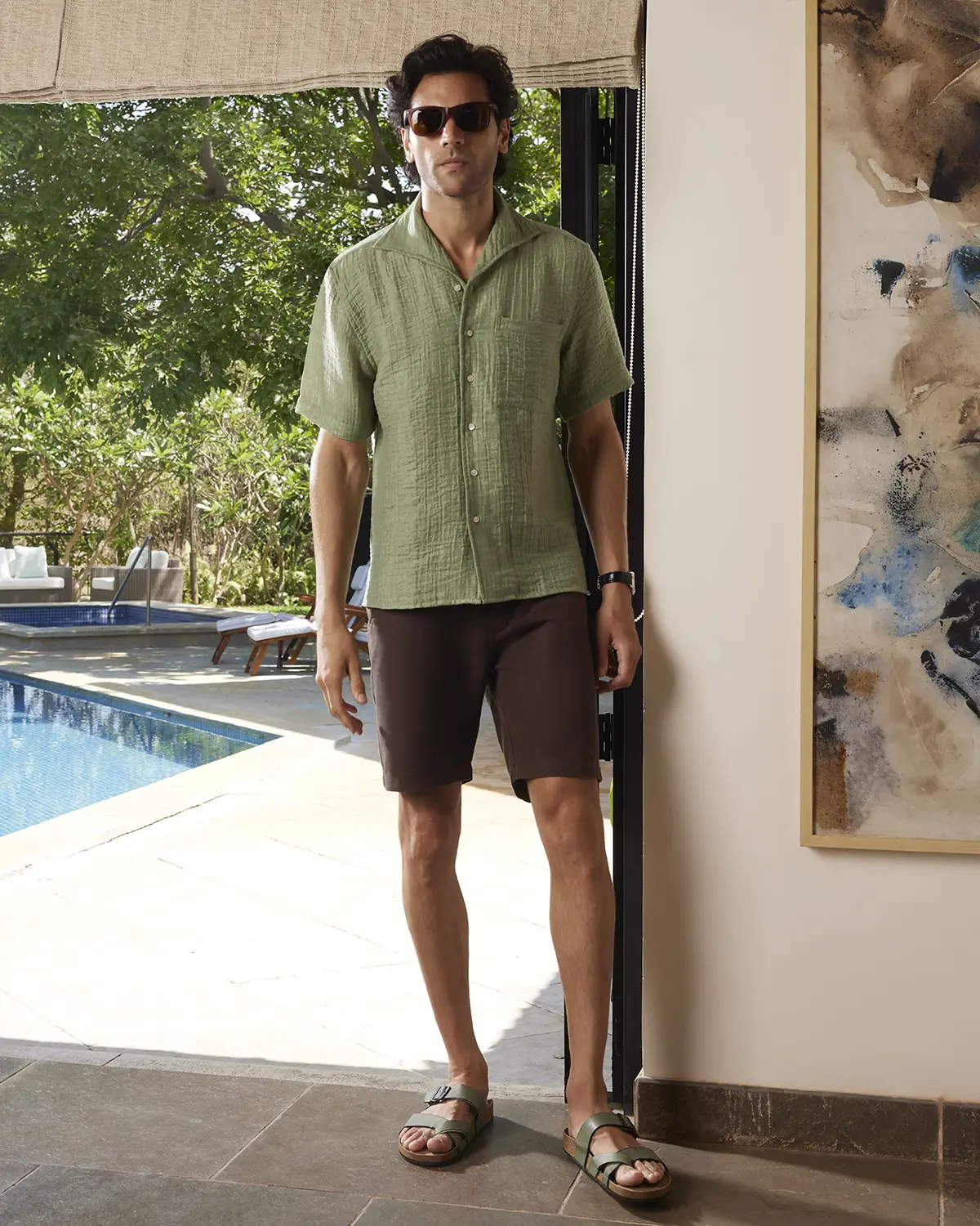 Light Green Cooper Collar Double Cloth Shirt - Image 3