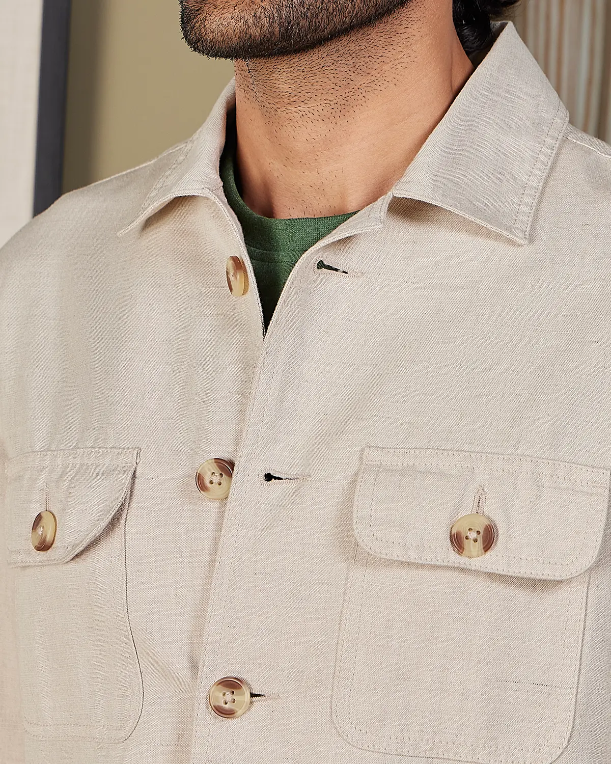 Mason Linen Cotton Shacket - Ecru - Image 4