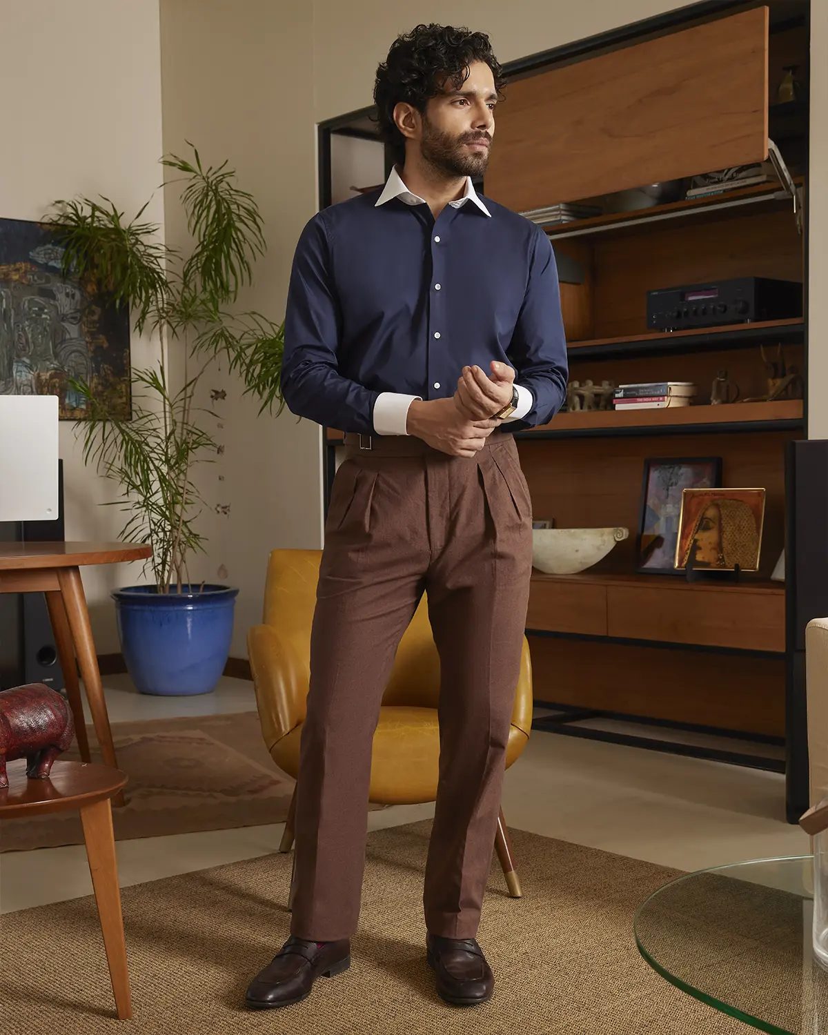 Navy Poplin Banker Shirt - Image 5