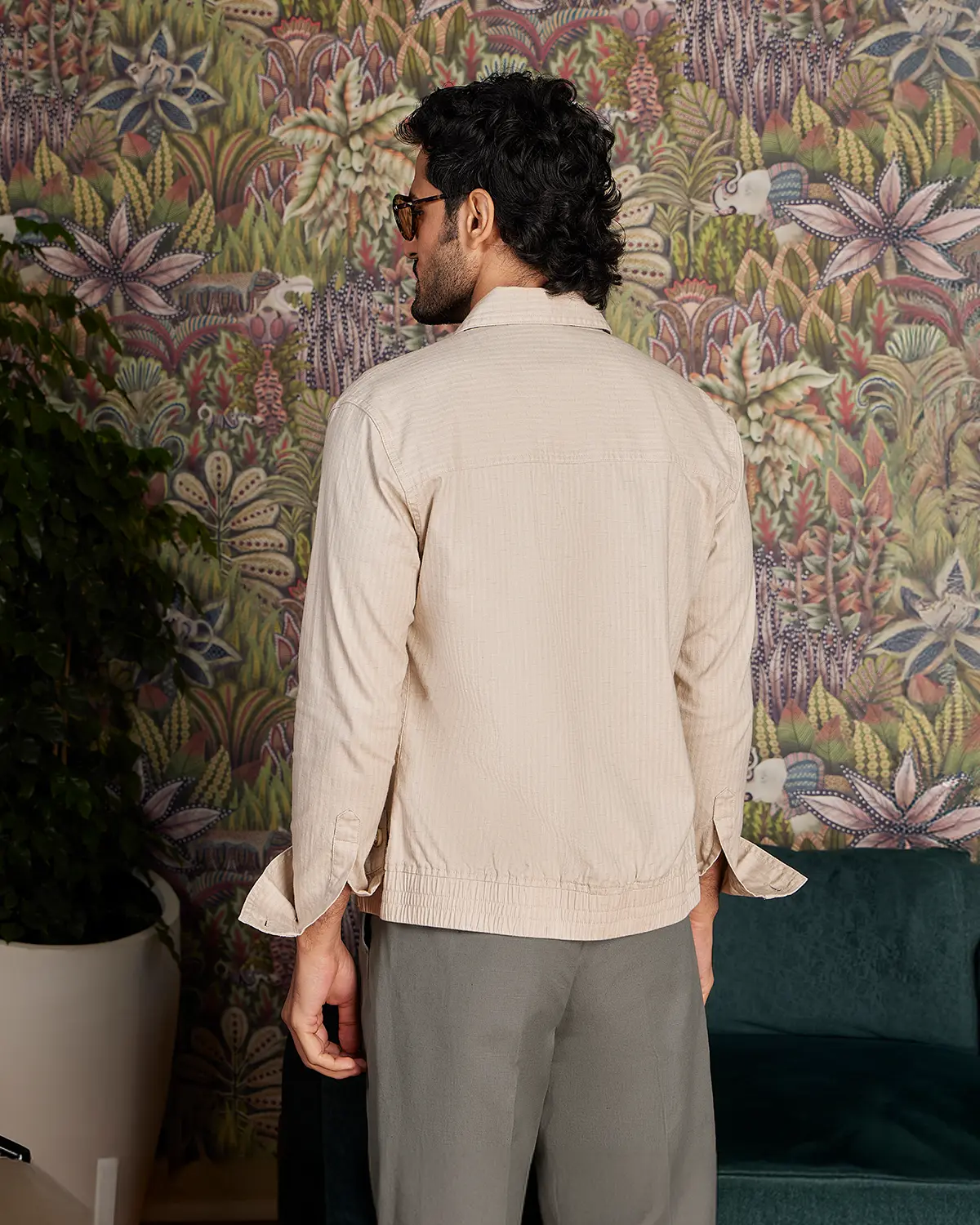 Rowan Striped Cotton Dobby Shacket - Beige - Image 2