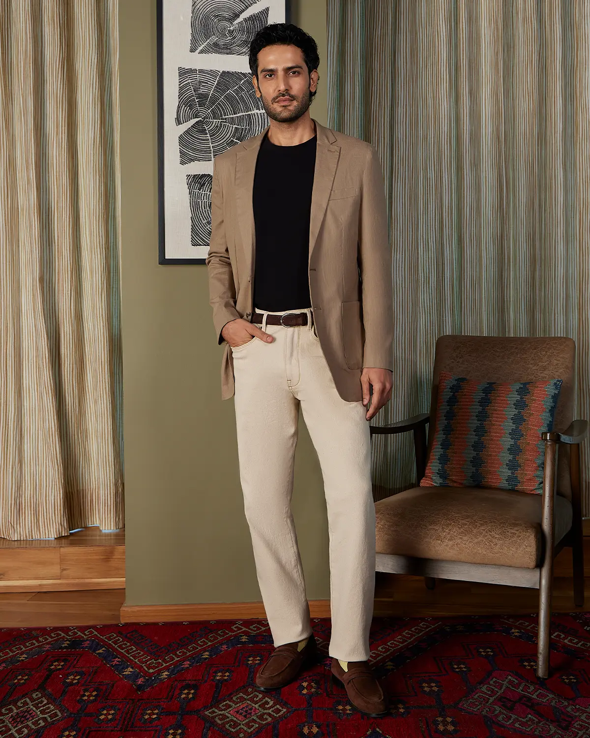 The Mayfield Dobby Suit Blazer - Dark Sand - Image 3